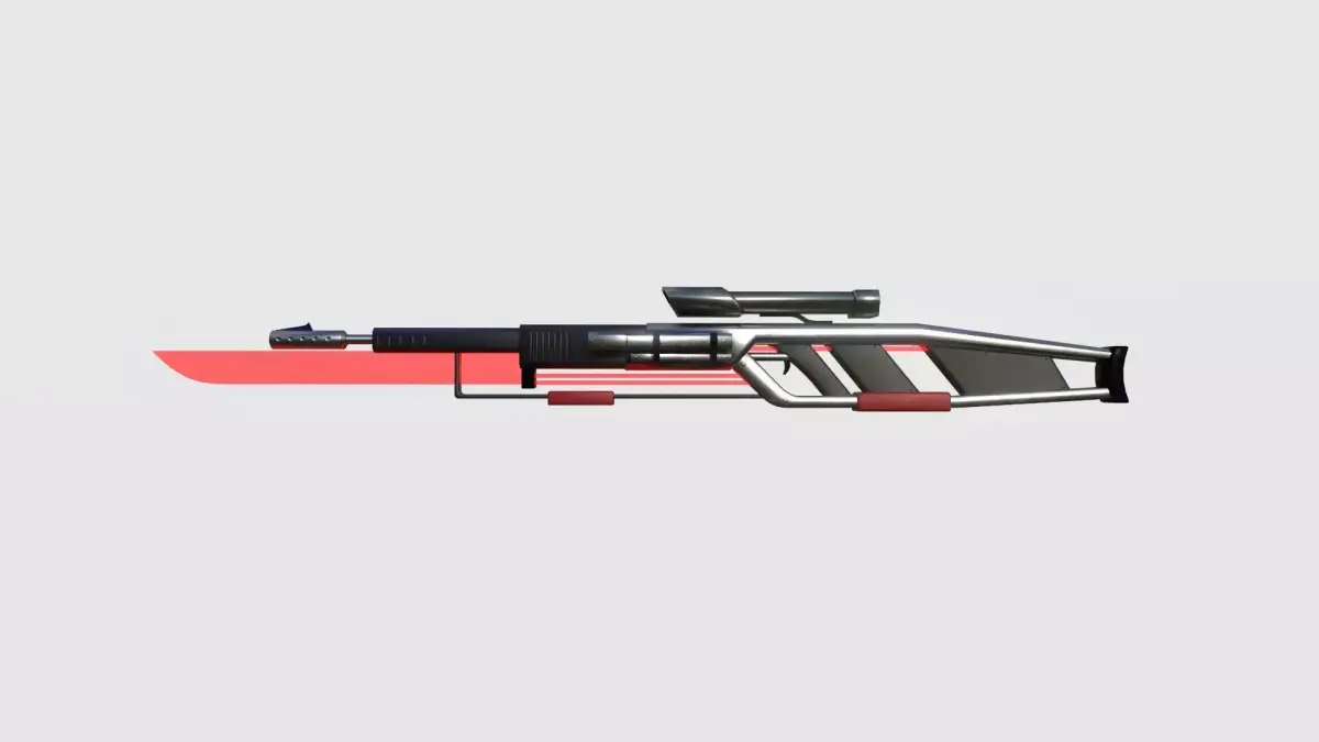 SciFi Sniper Gunblade A04 Red Metal - Fiction Weaponry Low-poly 3D model