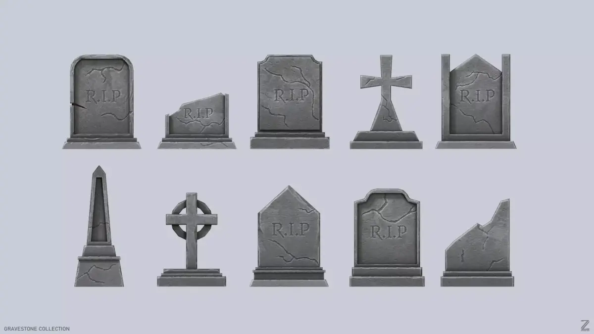 Gravestone collection 3D Model Pack