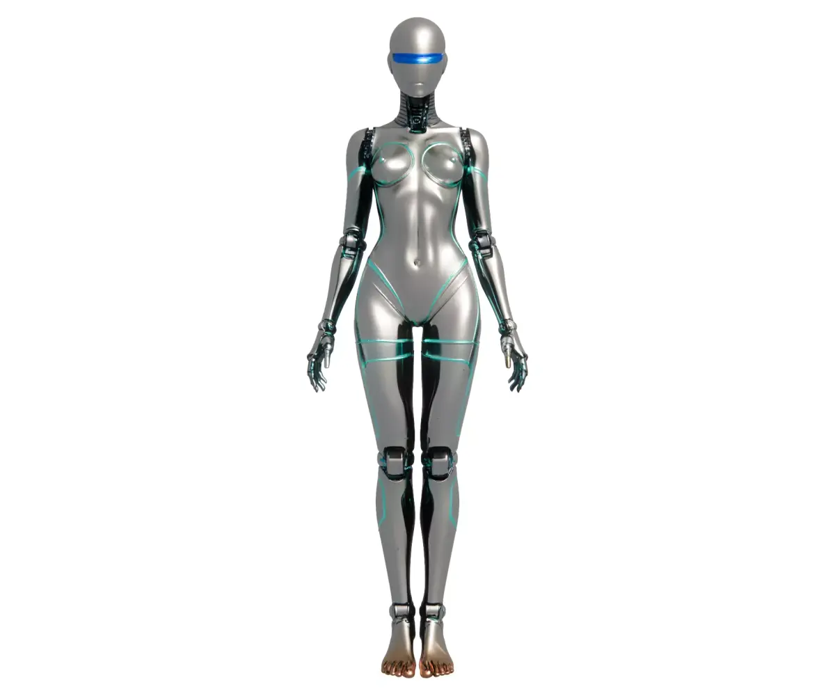Chrome Cyberpunk Female Android Model 3D model