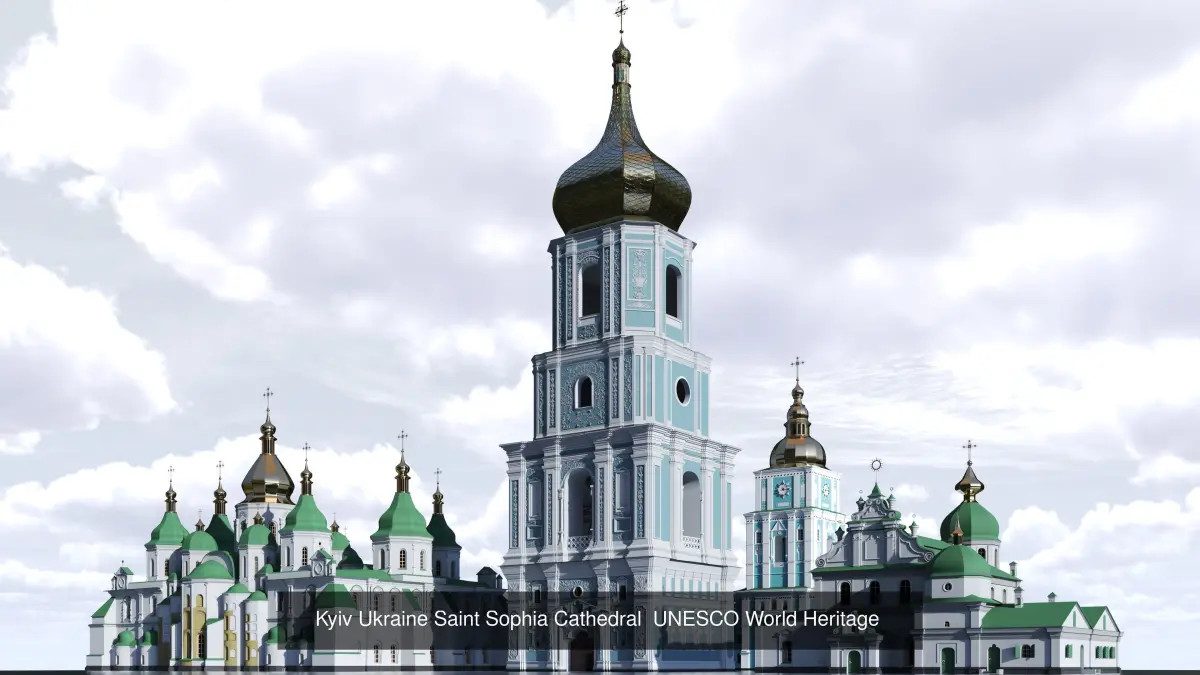 Kyiv city Ukraine Sophia Square Saint Sophia Cathedral 3D Model Collection