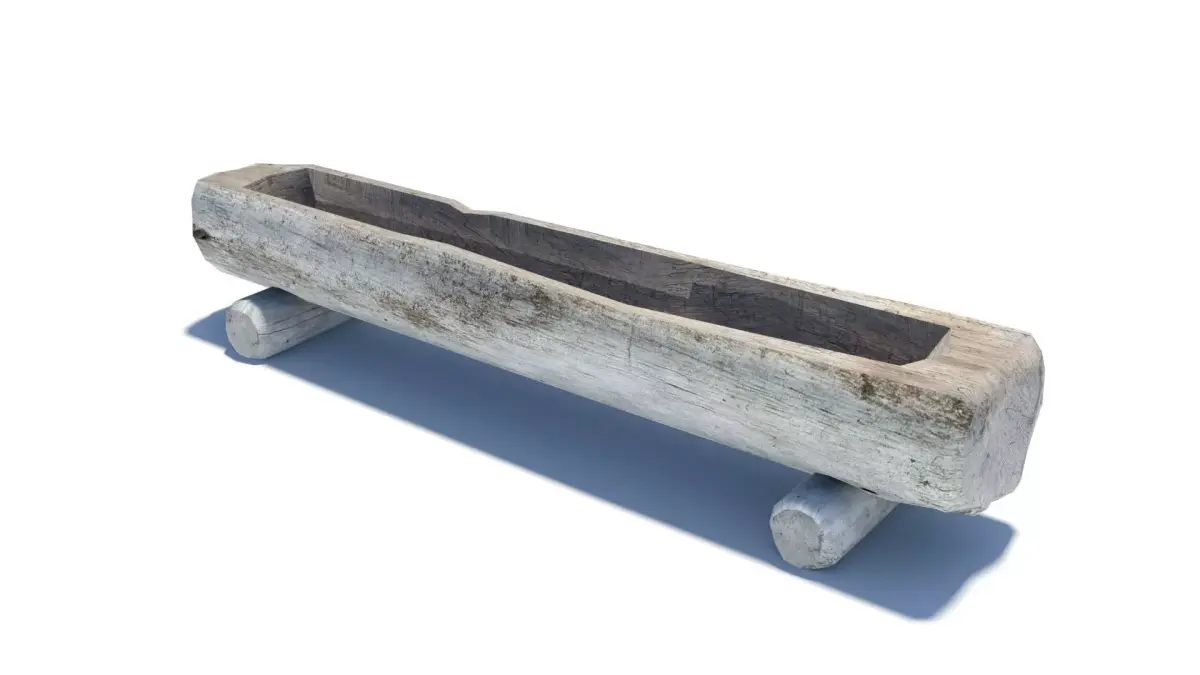 Wooden water trough for cattle Low-poly 3D model
