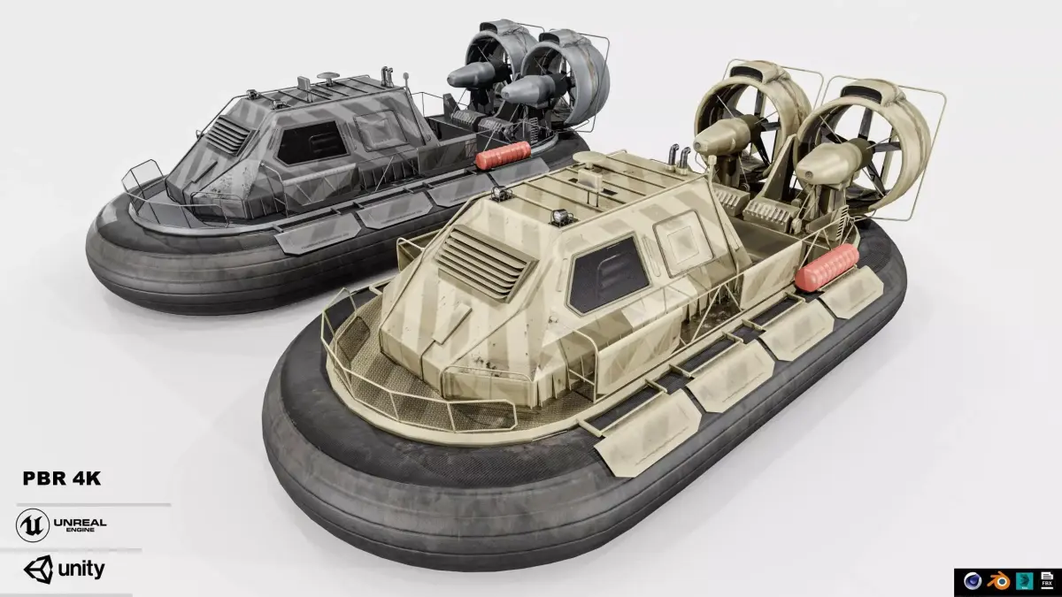 Militery Hovercraft  Low-poly 3D model