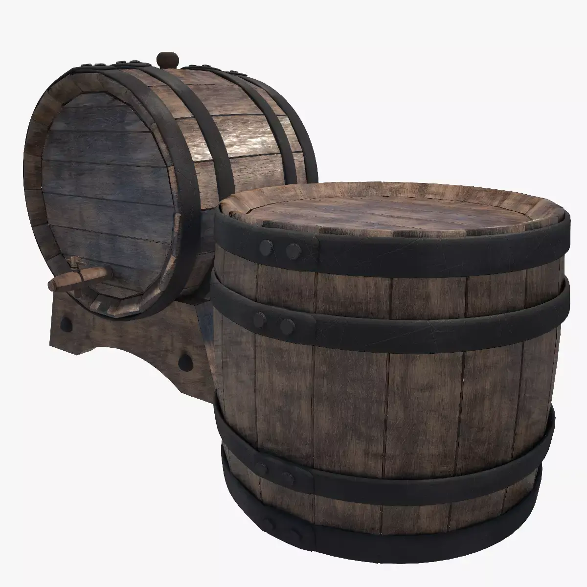 Wood Wine Barrel 3D model