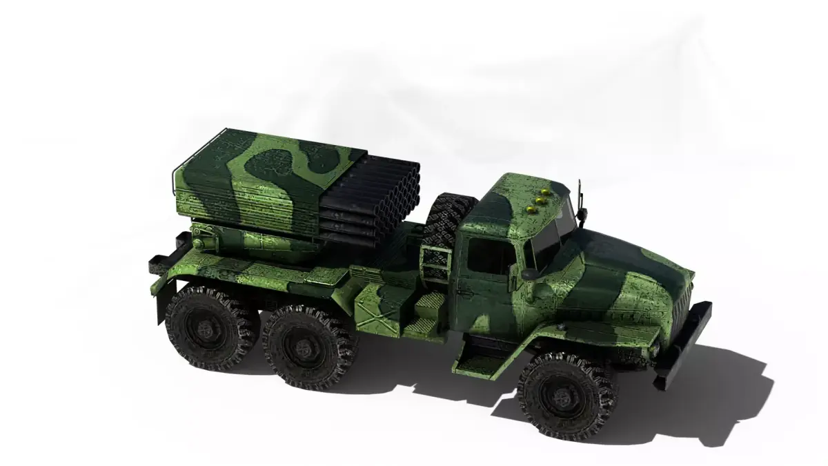 BM21 GRAD Rocket Launcher Low-poly 3D model