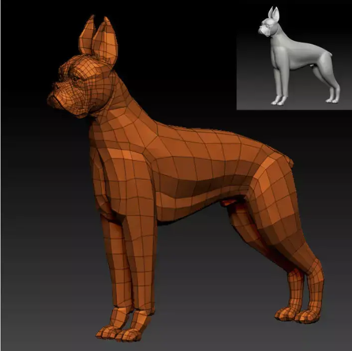 3D BOXER DOG-LOWPOLY Low-poly 3D model