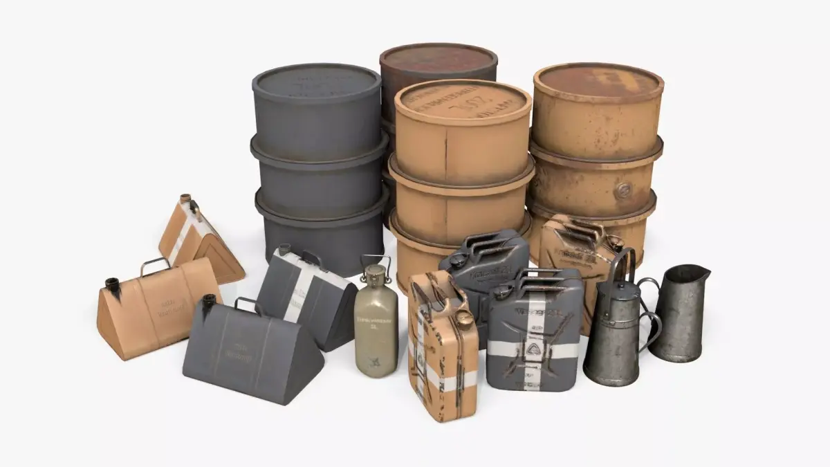 WW2 Liquid Storage Assets Collection 3D Model Pack