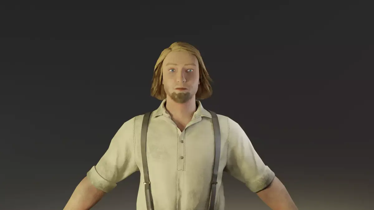Farmer Peasant Man Low-poly 3D model