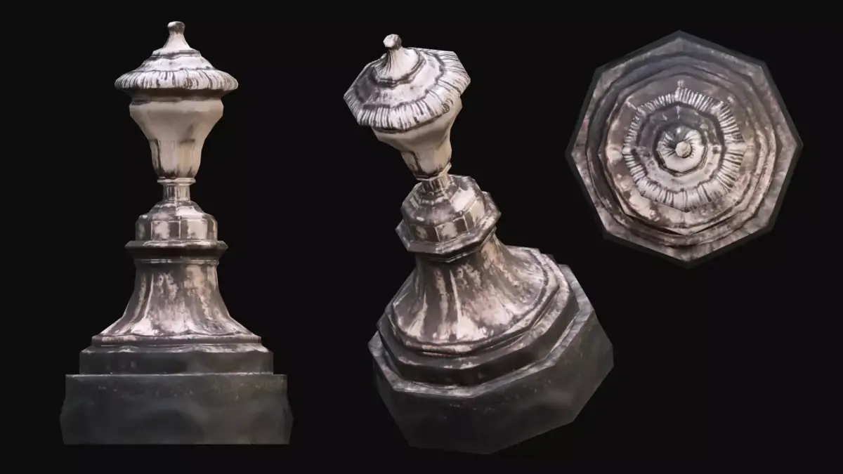 Classic Stone Pillar 3D Scanned - Game Ready Low-poly 3D model