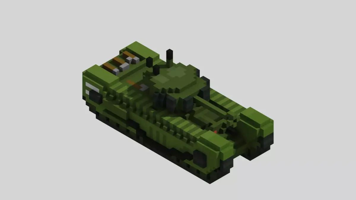 Churchill MK VII Tank Voxel Low-poly 3D model