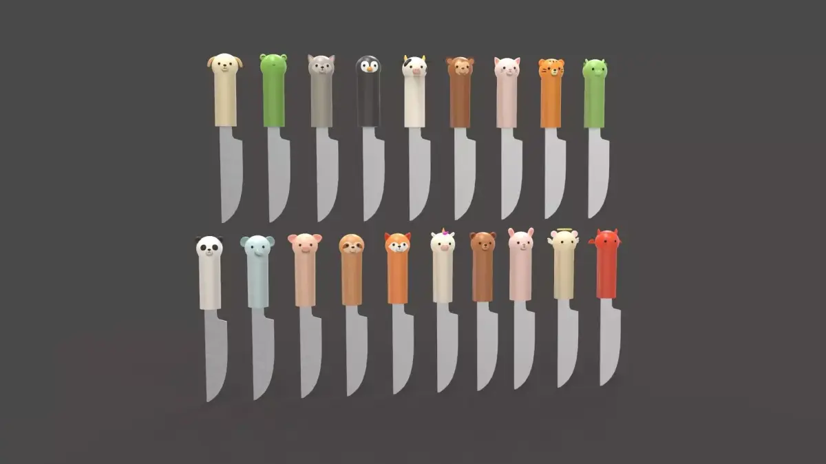 Cartoon Knifes Pack 01 Low-poly 3D model