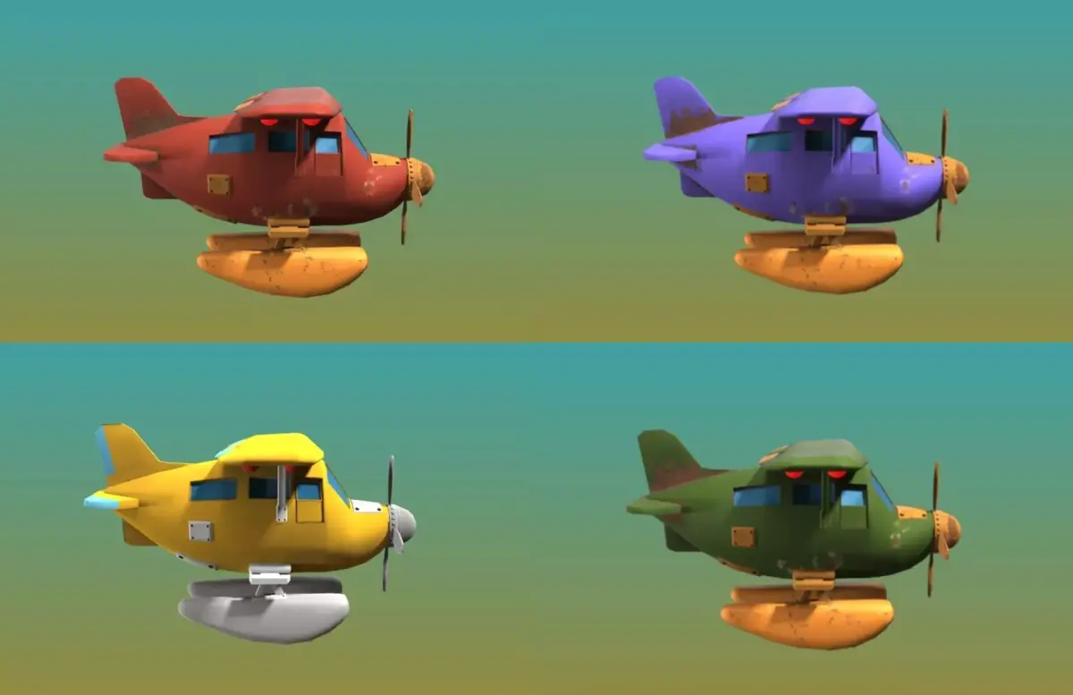 Cartoon Style Plane Game 3D asset Low-poly 3D model