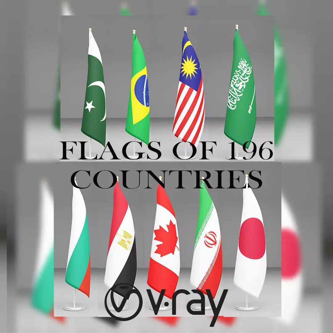 All countries flag 3D model