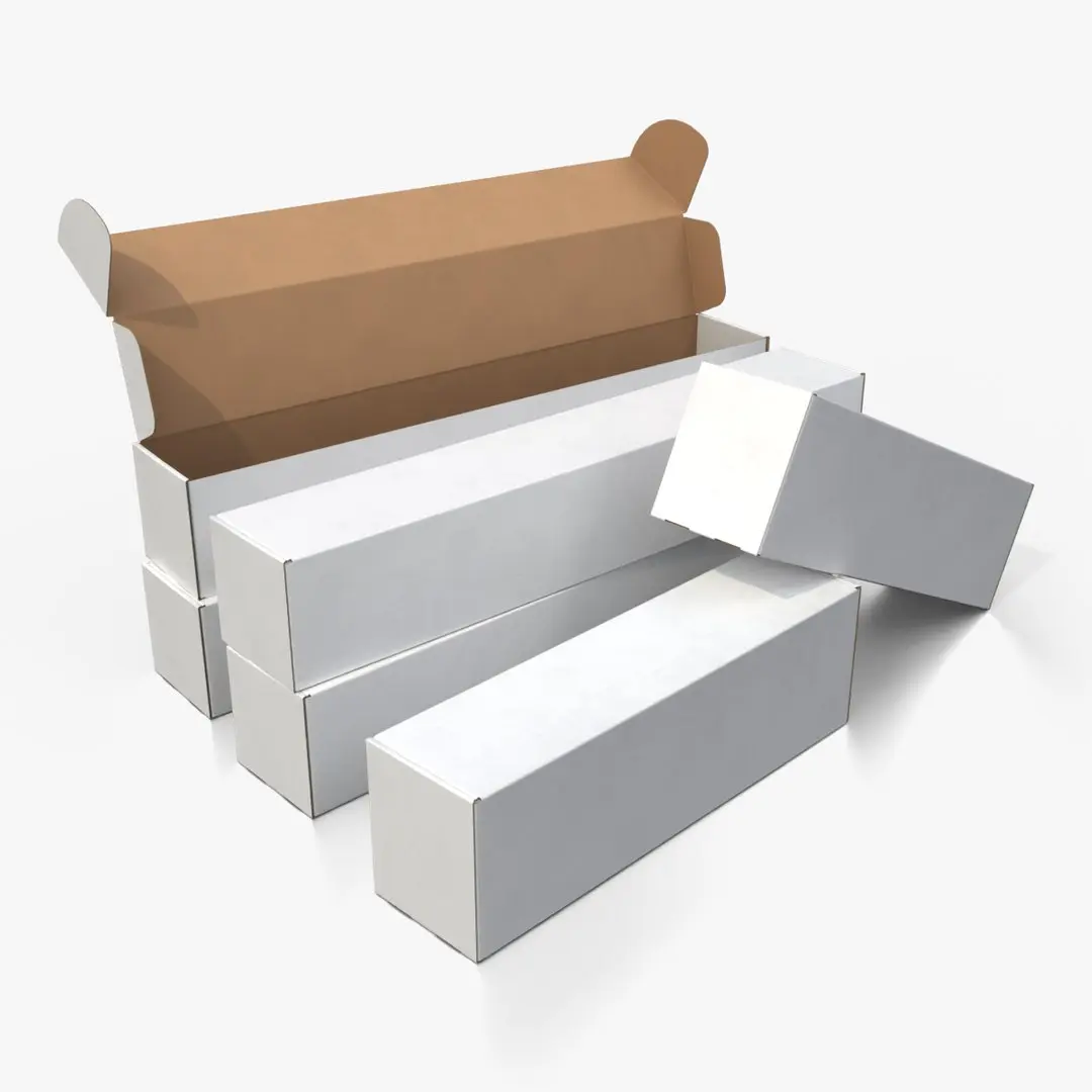 Mailer Boxes - White Long Packaging Set 3D model