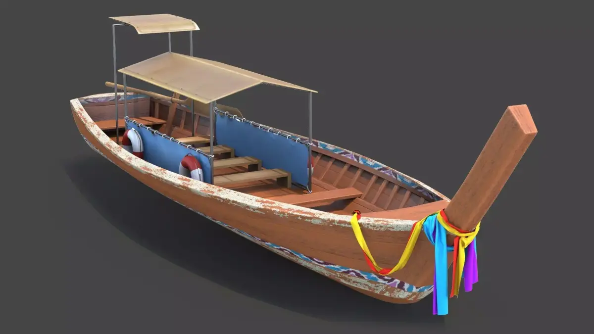 Traditional Thai Longtail Boat Low-poly 3D model