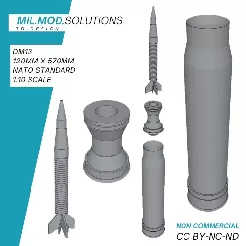 DM 13 120mm x 570mm Ammunition NATO Standard 3D print model