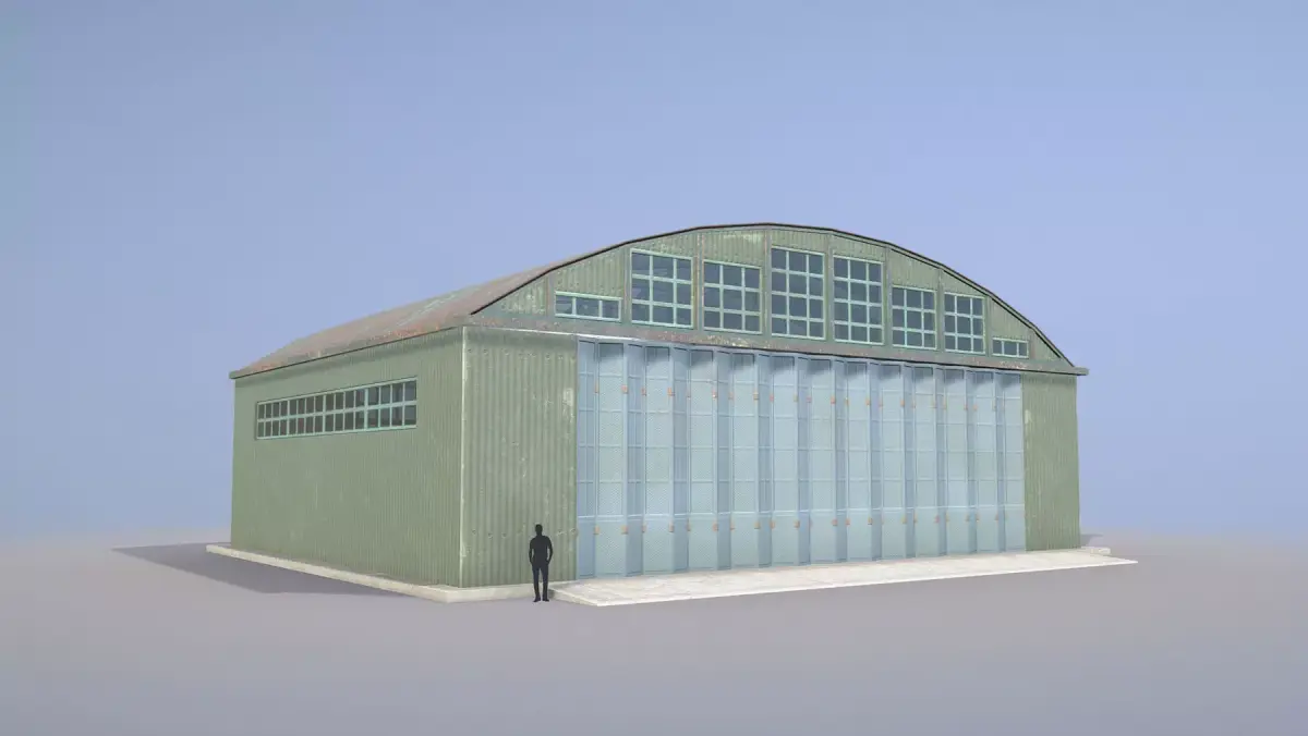 Airport Hangar SmallHangar 01 closed  Low-poly 3D model