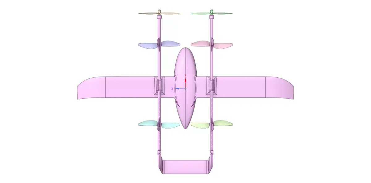 eVTOL fixed-wing solid CAD for CFD 3D model
