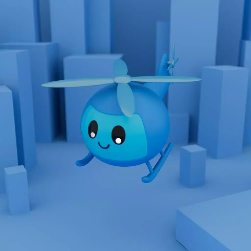 Cute Helicopter Low-poly 3D model