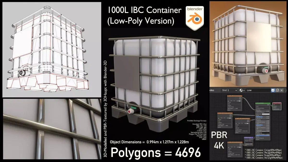 1000L IBC Container Low-poly 3D model