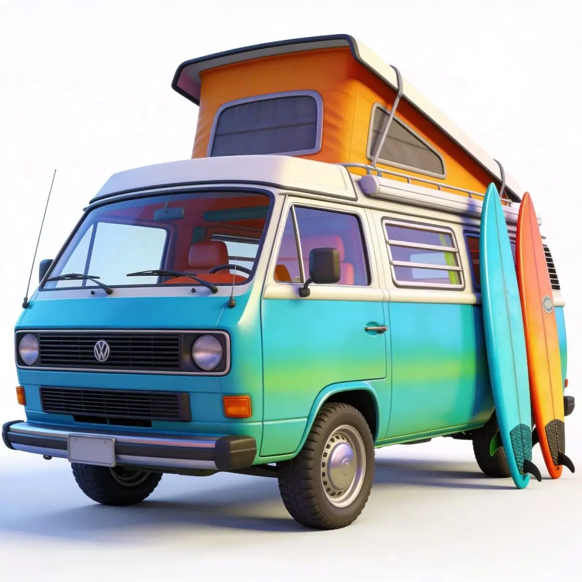 Stylized 3D Tropical Surf Camper Model Low-poly 3D model