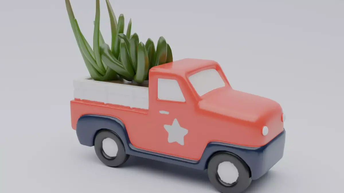 Vintage Red Truck  Low-poly 3D model