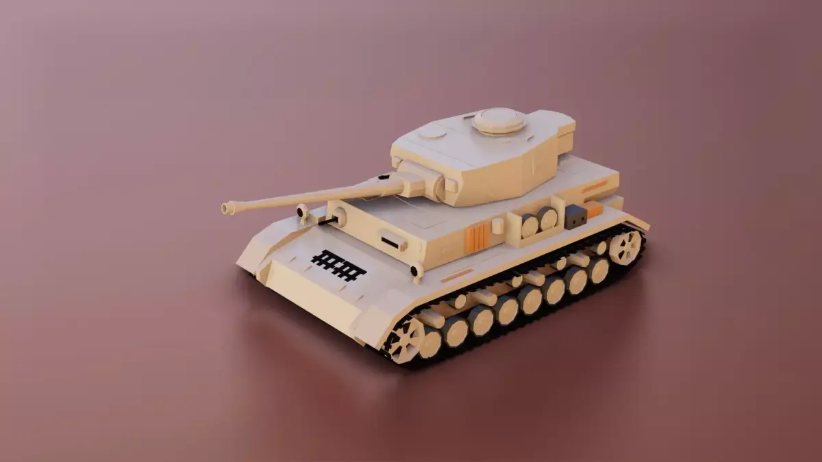 Low Poly Panzer IV Tank Low-poly 3D model
