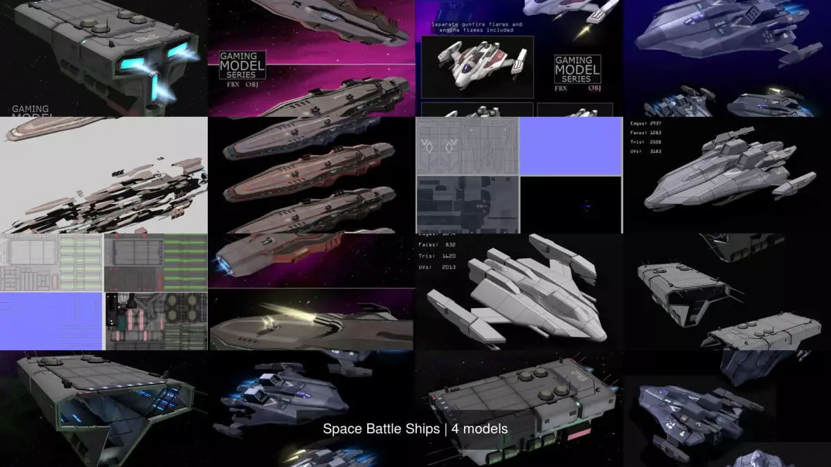 Space Battle Ships 3D Model Pack