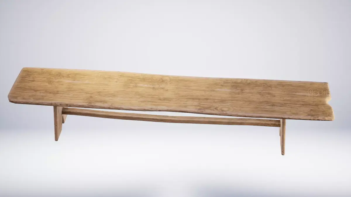 Viking Anglo Saxon Wooden Bench Low-poly 3D model