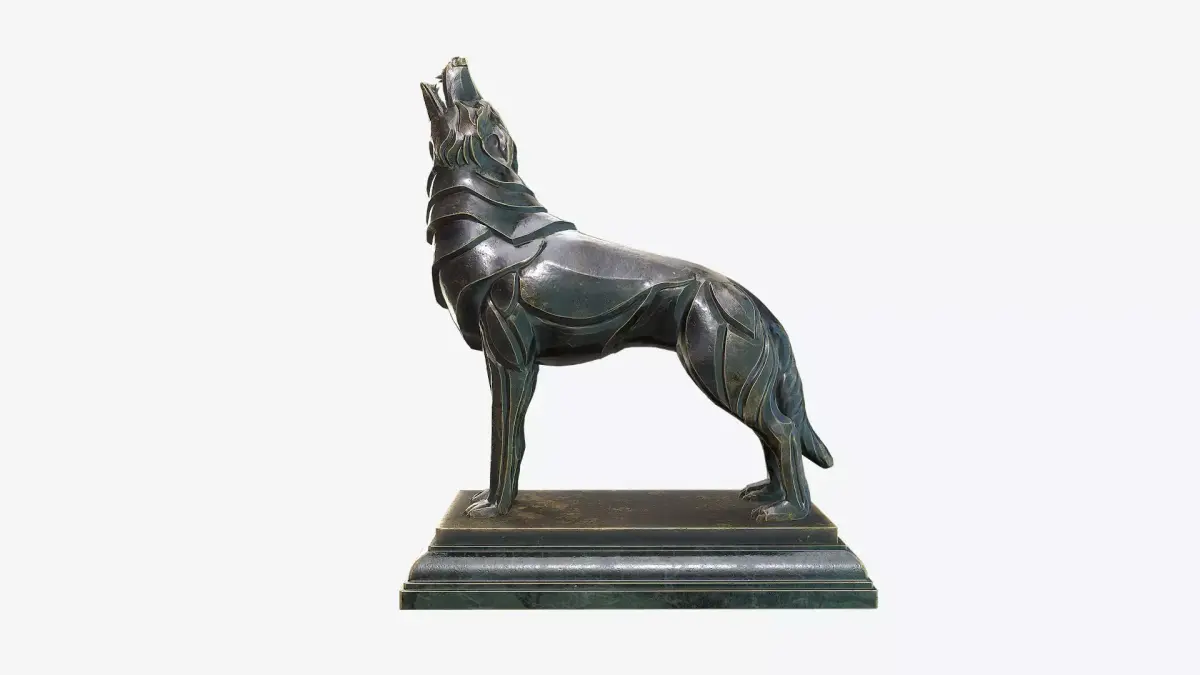 Howling Wolf Low-poly 3D model