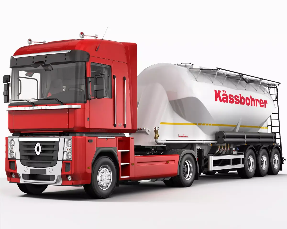 Renault Magnum Silo Trailer 3D model