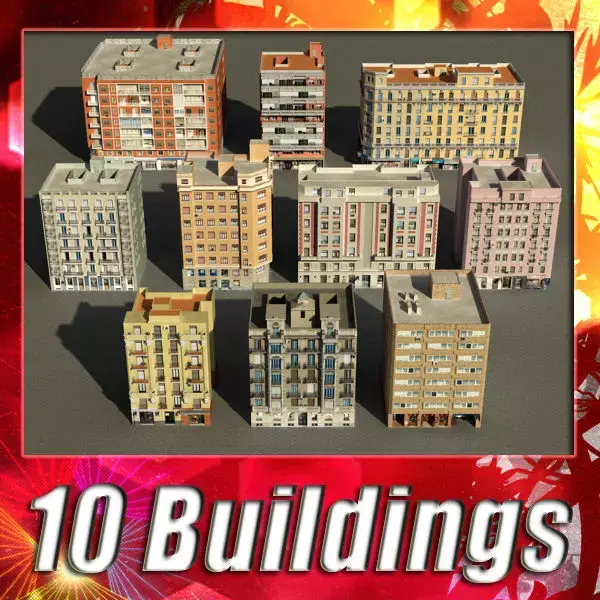 Building Collection 81 - 90 Low-poly 3D model