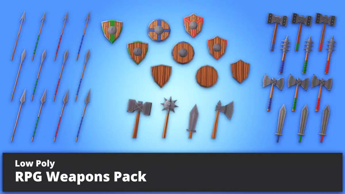 Lowpoly RPG weapons pack Low-poly 3D model