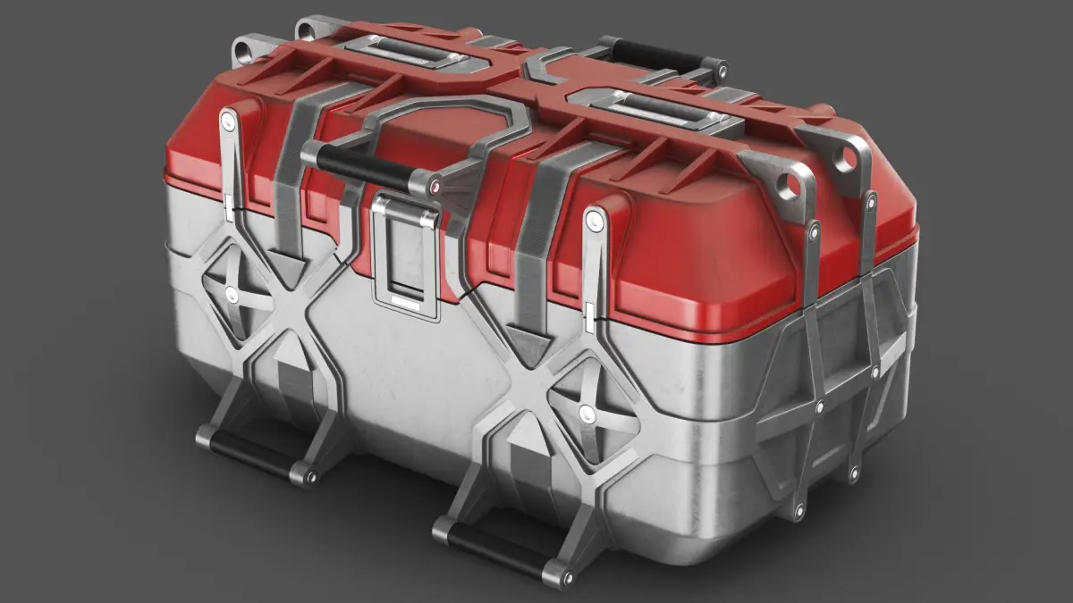 Detailed Sci Fi Container Red 3D model