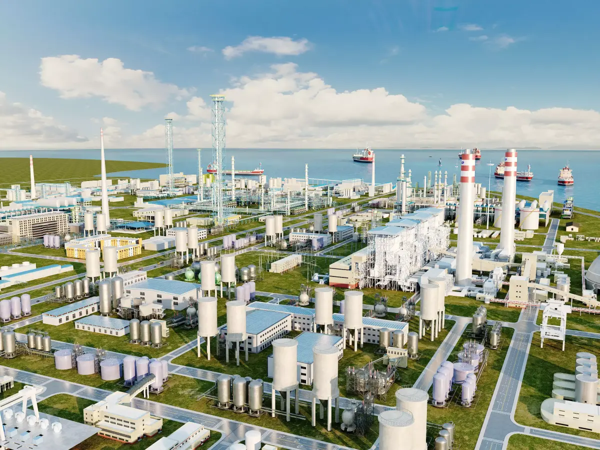 Chemical Plant - Oil Refinery - Industrial Park animation model 3D model