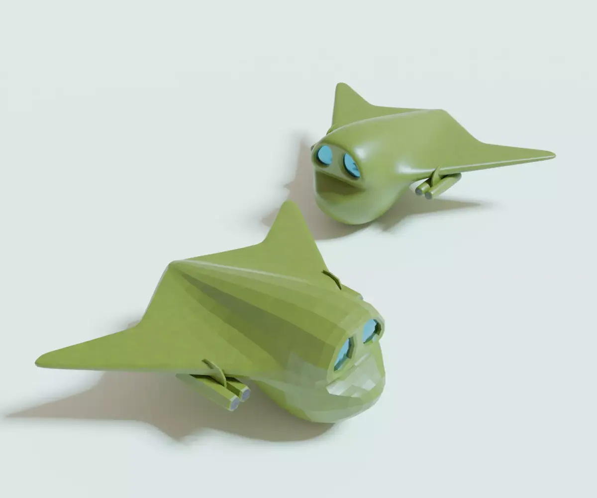 Green bomber airplane Low-poly 3D model
