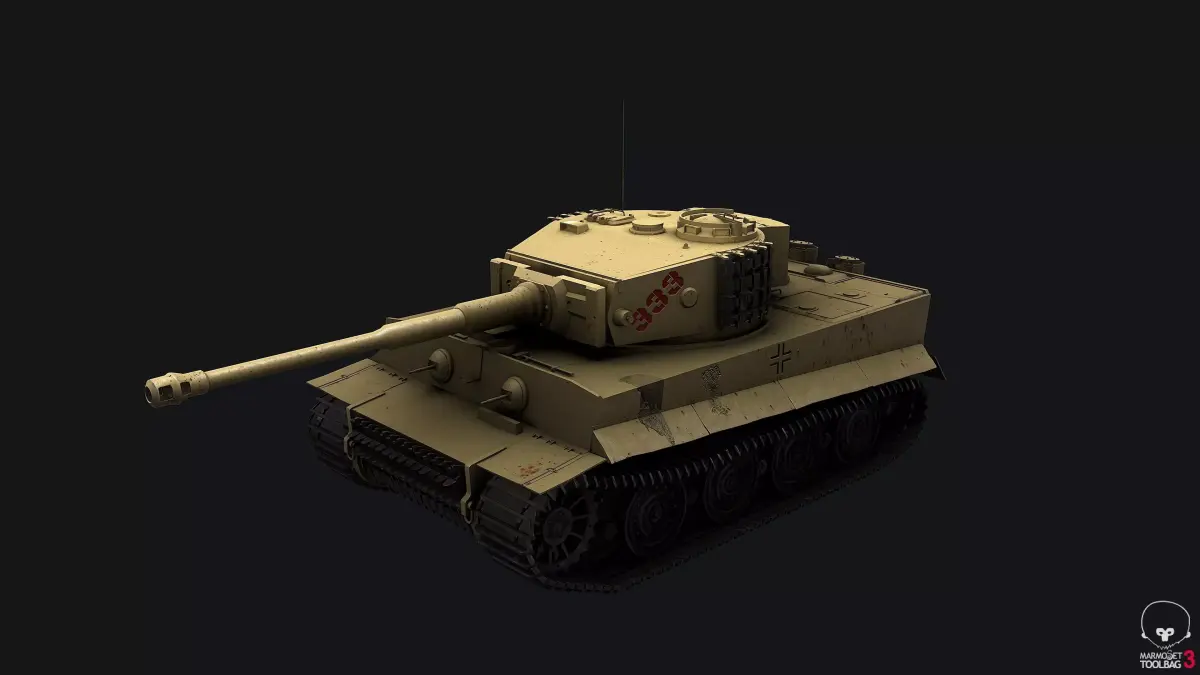 WW2 Tiger I German Tank Desert PBR 3D model
