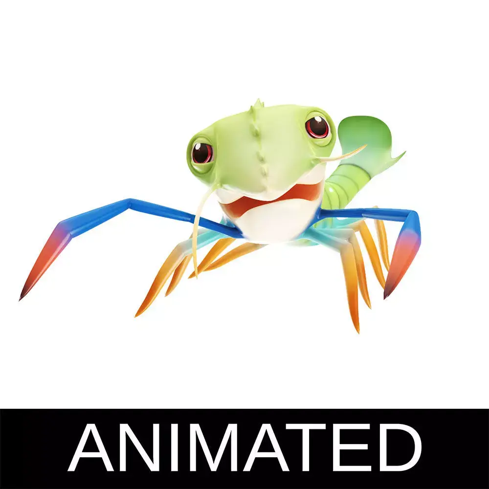 Gaint River Prawn Animated  Low-poly 3D model