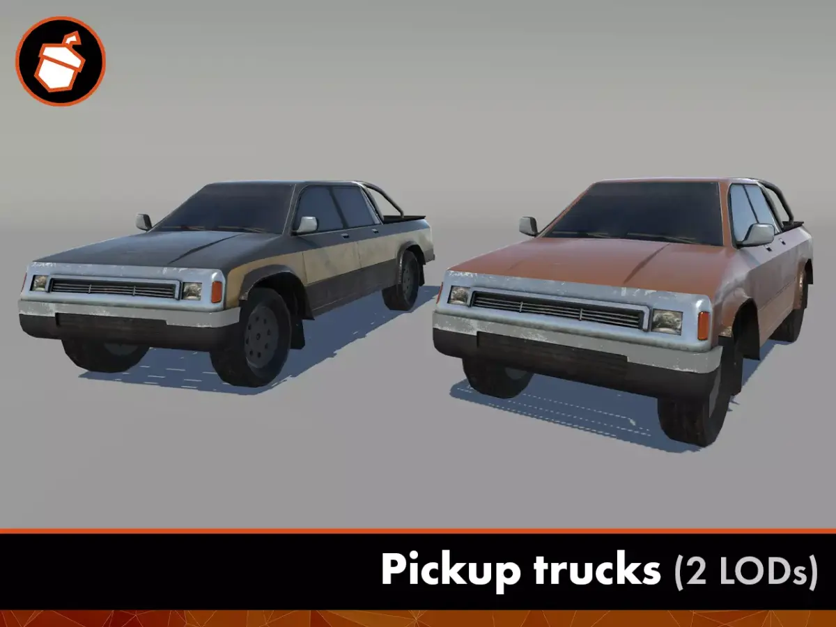 Pickup trucks Low-poly 3D model