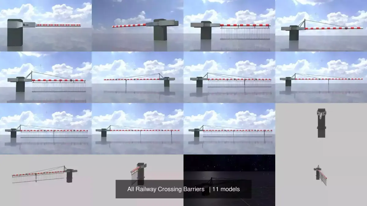 All Railway Crossing Barriers   3D Model Pack