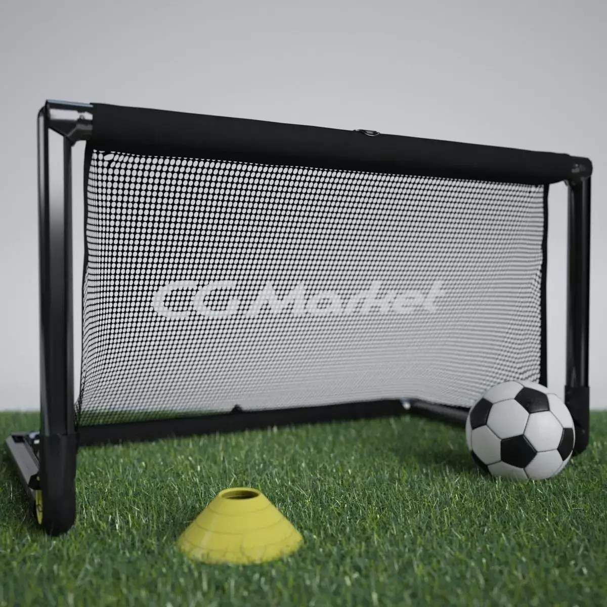 Portable Soccer Goal and Soccer Ball with Training Cone 3D print model