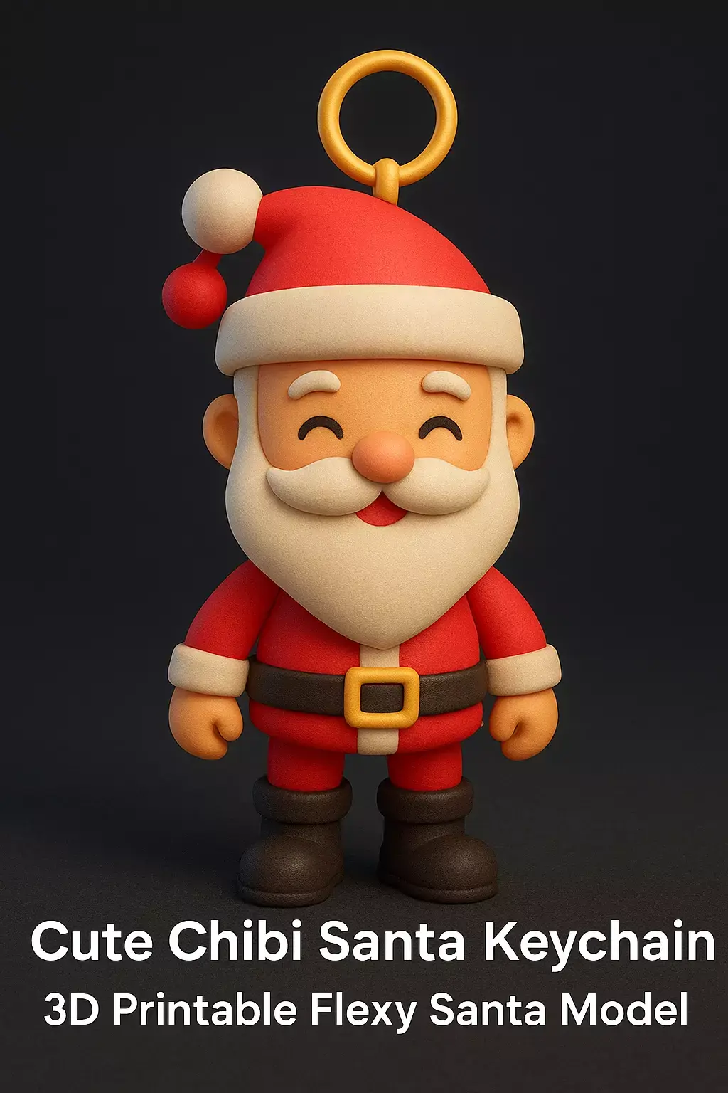 Cute Chibi Flexy Santa Keychain  3D Printable Christmas Santa 3D model