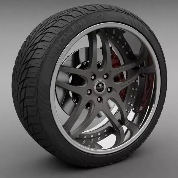 Savini Forged SV-2S Wheel and Tire 3D model