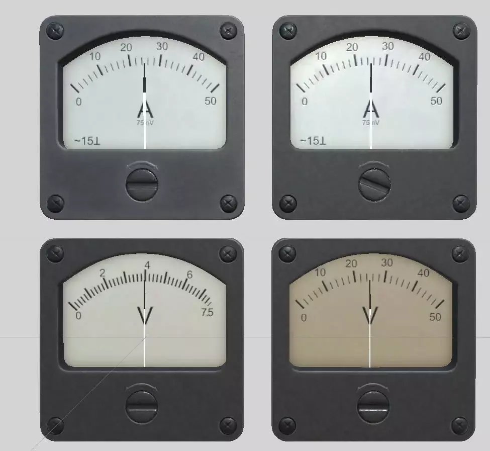 ammeter and voltmeter Low-poly 3D model