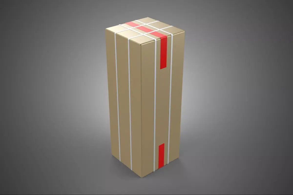 PACKAGE CARDBOARD SHIPPING BOX SECURITY WRAP STRAP SEAL RED TAPE 3D model