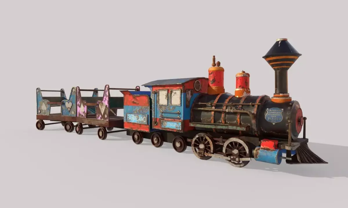 Old Amusement Park Train 3D model