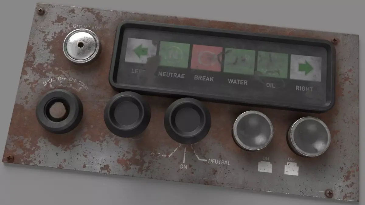 Old Dashboard of construction roller 02 3D model