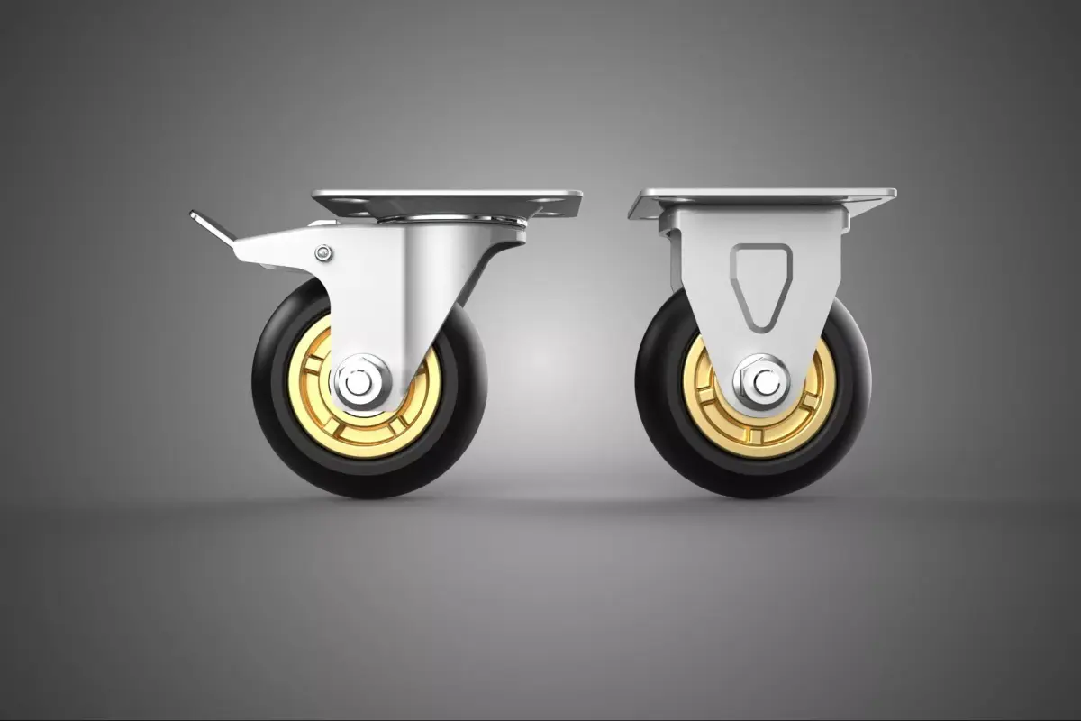 PAIR SET SWIVEL FIXED RIGID CASTER CASTOR ROLLER WHEEL TIRE LOCK 3D model