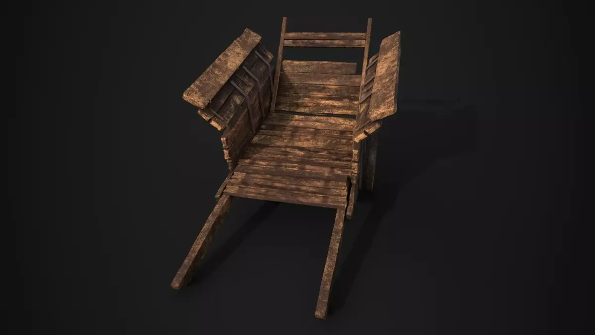 Rundown Medieval Cart Low-poly 3D model