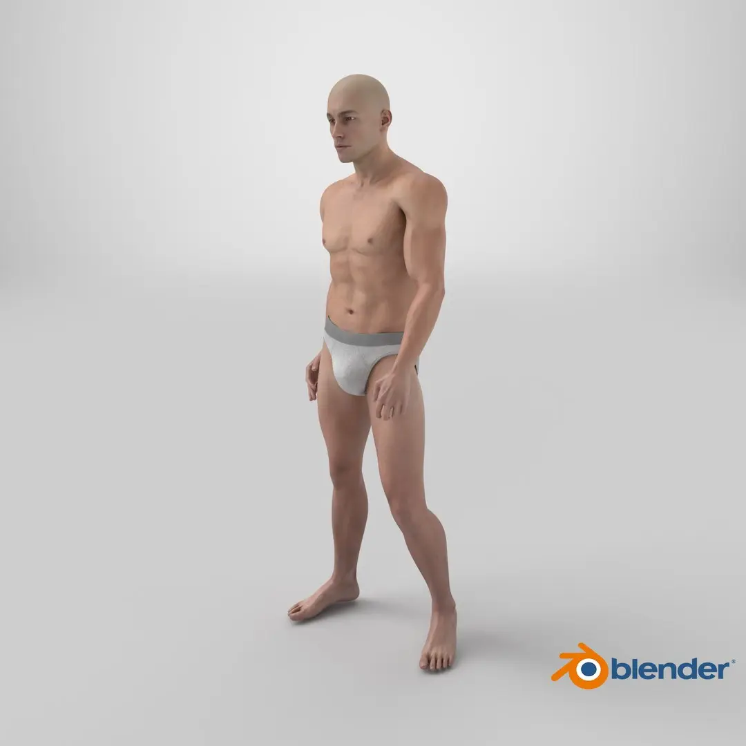 Man Character in Underwear Standing 3D model