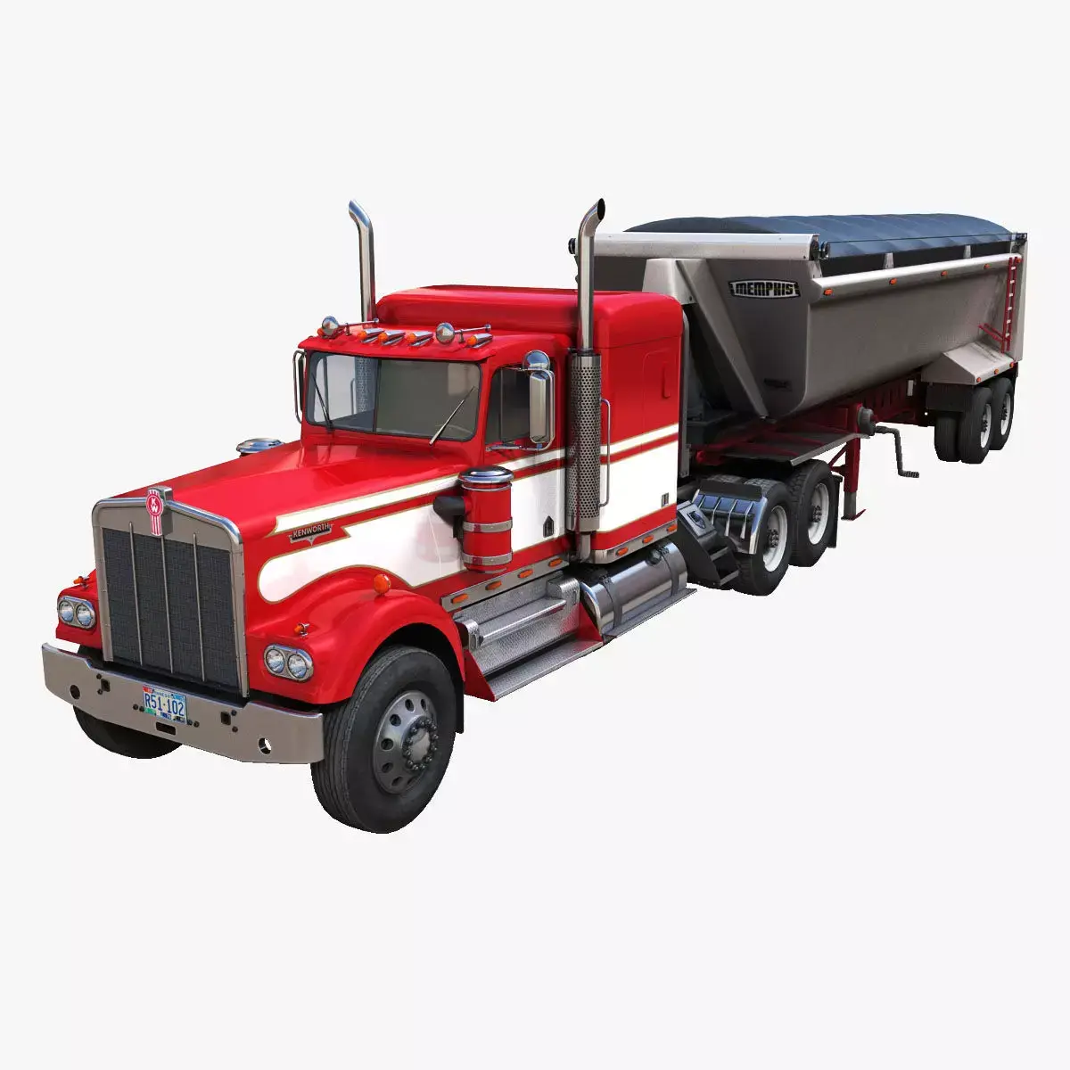 Kenworth W900A dump trailer Low-poly 3D model